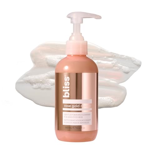 Bliss Rose Gold Rescue Foaming Face Wash - 6.4 Fl Oz - Cleanser for Sensitive Skin - Rose Water - Gently Removes Makeup - Non-Drying - Clean - Vegan & Cruelty-Free