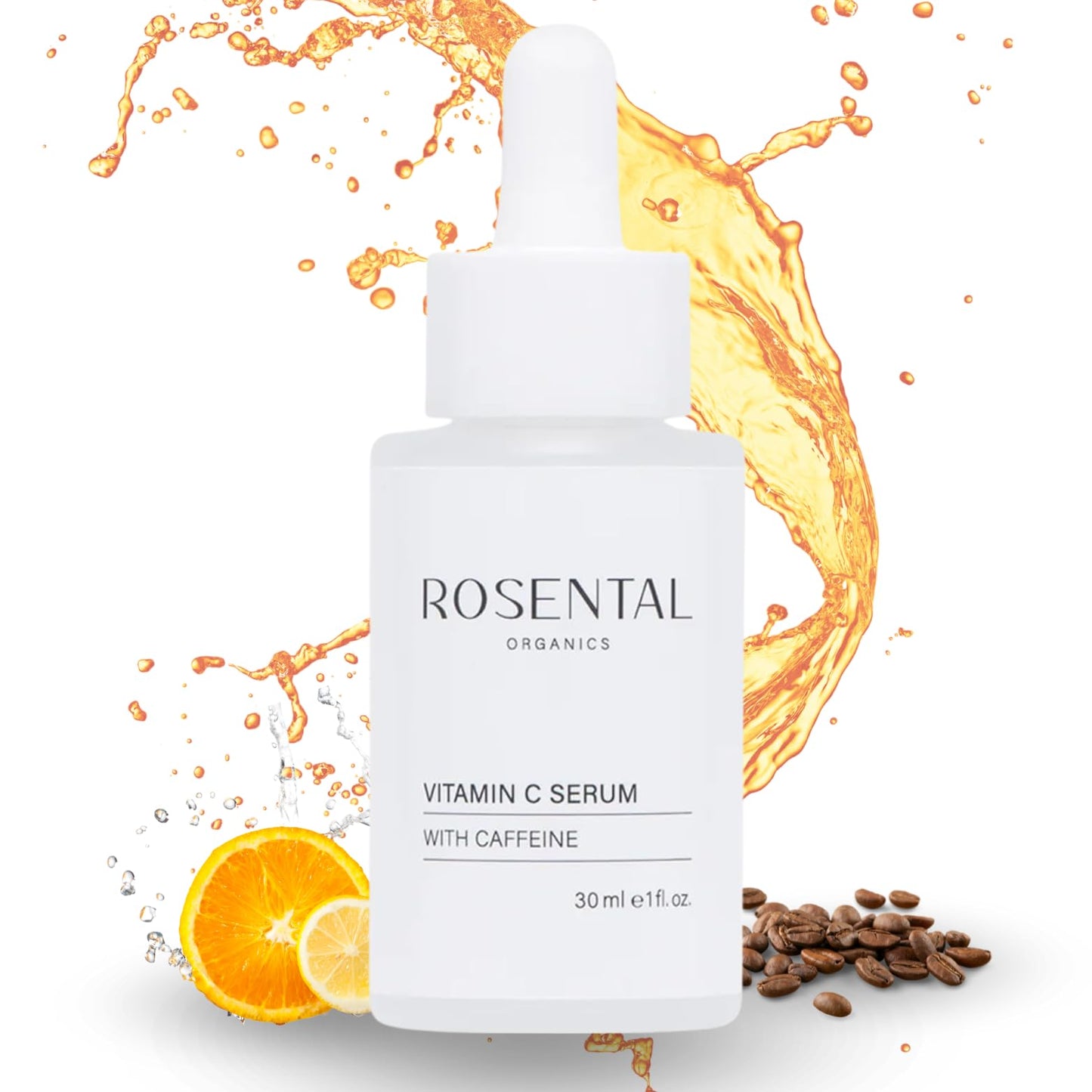 Rosental Organics Vitamin C Serum with Caffeine (30ml) - Hydrating Facial Serum - Against dark pigment spots and acne scars - Wrinkles - Brightening facial care - Natural Cosmetics - Made in Germany