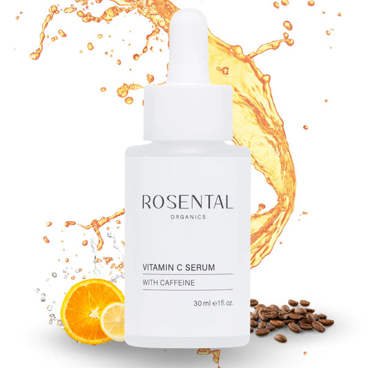 Rosental Organics Vitamin C Serum with Caffeine (30ml) - Hydrating Facial Serum - Against dark pigment spots and acne scars - Wrinkles - Brightening facial care - Natural Cosmetics - Made in Germany