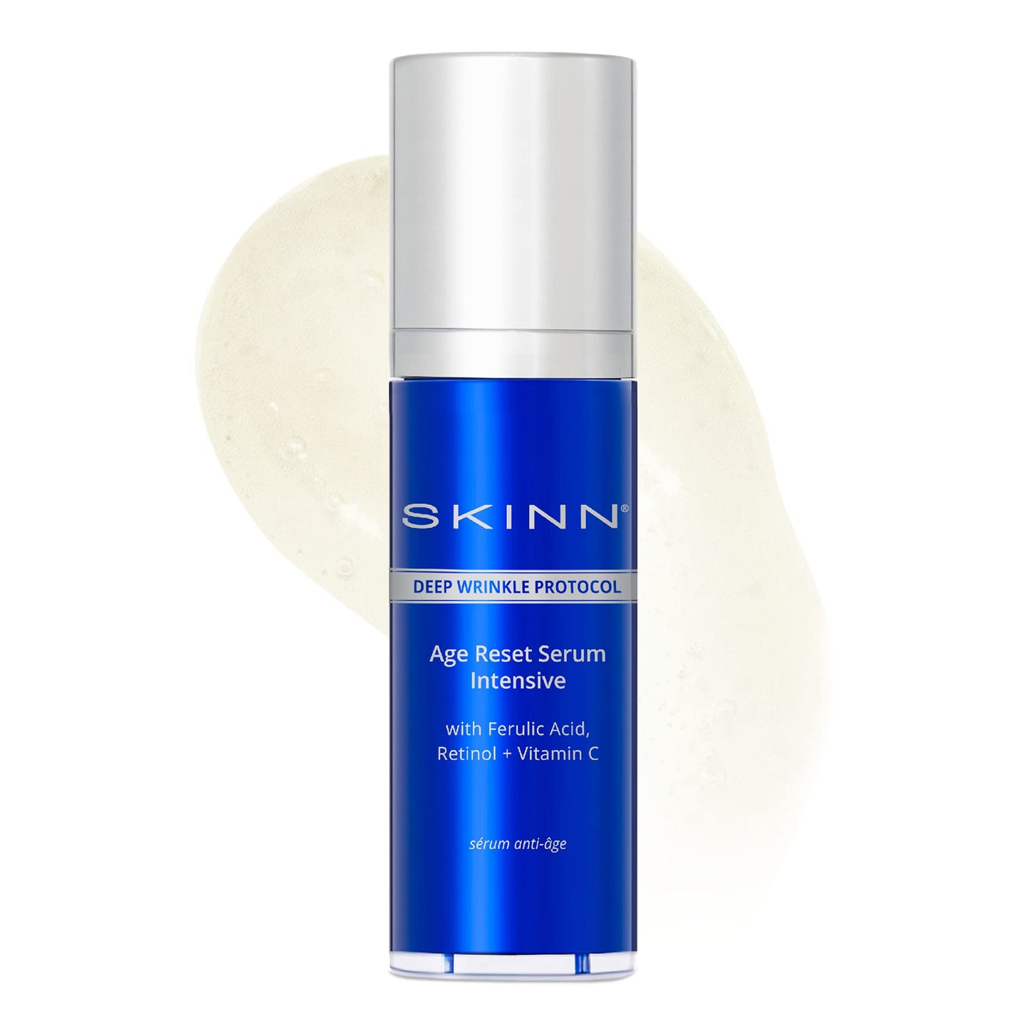 SKINN Deep Wrinkle Facial Serum, Intensive Age Reset Serum - Anti Wrinkle Repair Face Serum - Hydrating & Plumping Anti Aging Serum Reduces Fine Lines - Ferulic Acid, Retinol & Vitamin C