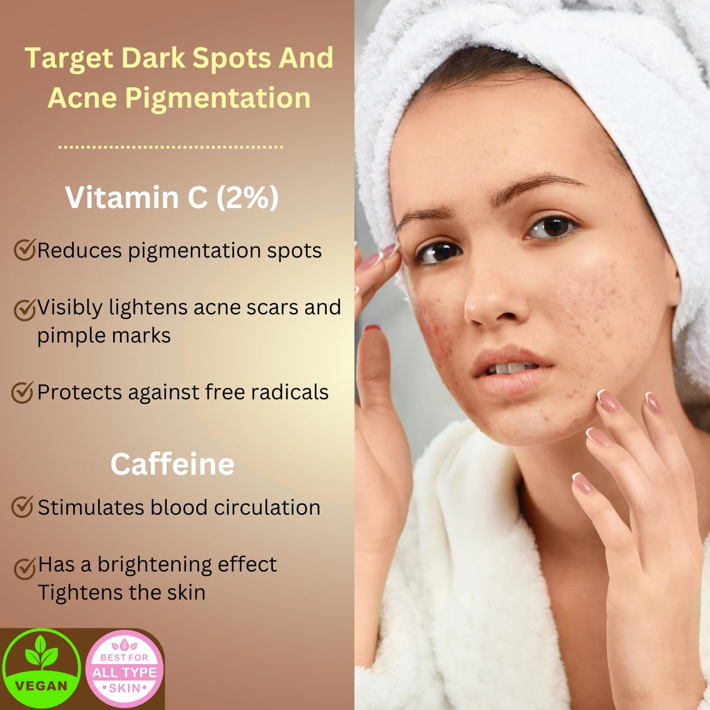 Rosental Organics Vitamin C Serum with Caffeine (30ml) - Hydrating Facial Serum - Against dark pigment spots and acne scars - Wrinkles - Brightening facial care - Natural Cosmetics - Made in Germany